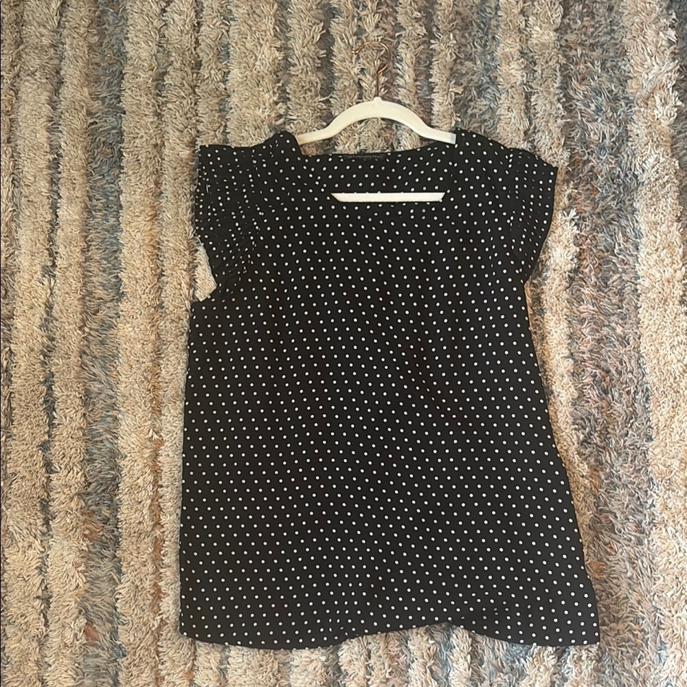 Adrianna Papell Black Blouse with White Dots